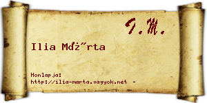 Ilia Márta névjegykártya